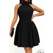 Faylora Kadın Omuzlardan Açık Daire Yakalı Janjan Krep Elbise