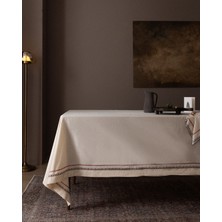 Madame Coco Lombre %100 Pamuk Masa Örtüsü - Ekru/kırmızı - 150X220 cm