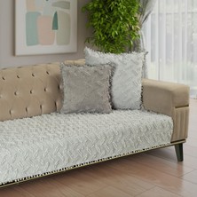 Latuda Home Açık Gri Ponela Bohem Koltuk Örtüsü 90 x 200 cm Jakar Kumaş Modern Desen Hava Geçirgen