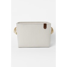 Luxway Home Gri Beyaz Çizgili Çok Amaçlı Dolap Içi Oyuncak ve Saklama Sepeti – Katlanabilir Kumaş Düzenleyici (18X22X30 Cm)