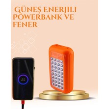 Eco Lounge Gold Silver Güneş Enerjili Powerbank Işıldak – 10000 Mah, Taşınabilir, Suya Dayanıklı, 32 LED