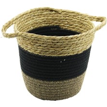Timion 2ın1=ip Örgülü - Hasırçift Kulplu Sepet - Organizer Ç-TABAN:17CM--AĞIZ:24CM - Y: 22CM (5148)