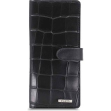 Guard Large Croco Siyah Kart ve Para Slotlu Deri Telefon Cüzdanı