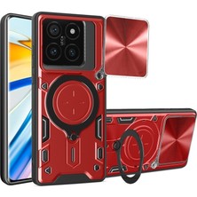 Alstrap Xiaomi Mi 14T Uyumlu Zırhlı Kılıf | Kamera Korumalı Sürgülü Kapaklı Yüzüklü Standlı Manyetik Telefon Kılıfı