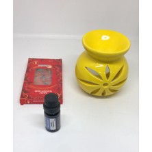 Lebron Sarı Yıldız Kesim Seramik Buhurdanlık+8'li Mum ve Yağ