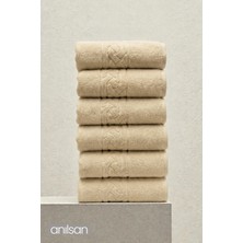 Anılsan 6'lı Rita Bej El Havlusu - 50x90 Cm, 240Gr, %100 Pamuk, Spa Ve Otel Havlusu