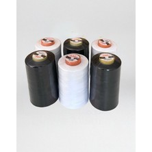 Tuana No:120 Siyah Beyaz Dikiş İpliği - 5000 m x 6 Adet (3 Ad Siyah 3 Ad Beyaz)