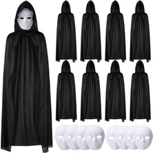 Zero Land Lvsqvr 120 cm Siyah Kapüşonlu Pelerin ve Boyanabilir Karton Maske 8’li Set