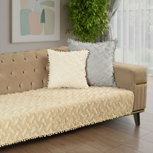 Latuda Home Ponela Bohem Ponponlu Koltuk Örtüsü 90X200 cm Sadece Oturma Alanı (1 Adet )- Bej