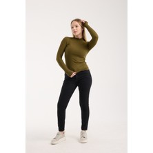 G-FOX Kadın Uzun Kollu Yarım Boğazlı Fitilli Bluz – Esnek ve Konforlu 3005