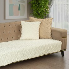 Latuda Home Ponela Bohem Ponponlu Koltuk Örtüsü 90X200 cm Sadece Oturma Alanı (1 Adet )- Ekru