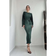 Faylora Zümrüt Ispanyol Kol Piliseli Elbise