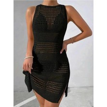 Faylora Kadın Askılı Derin Sırt Dekolteli Ajurlu Triko Pareo