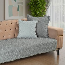 Latuda Home Ponela Bohem Ponponlu Koltuk Örtüsü 90X200 cm Sadece Oturma Alanı (1 Adet )- Gri