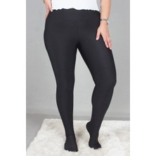 Truva Xxl Disko Tayt Siyah Klotlu Çorap Model Yüksek Bel Büyük Beden