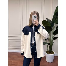 Alyalis Butik Triko Garnili Kot Gömlek - Laci/ekru