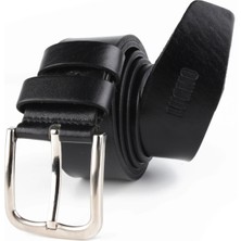 Lugmo Orjinal Deri Erkek Kemer Siyah 4,5 cm