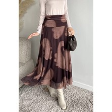 Julude Bel Büzgü Detaylı Desenli Tesettür Kiloş Etek P-00019861