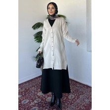 Julude Ön Düğmeli Desenli Tesettür Triko Hırka (M-L-Xl Uyumludur) P-00018881