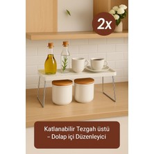 Nesto Home 2'li Set Katlanabilir Tezgah Üstü ve Dolap Içi Raf Düzenleyici Organizer