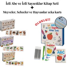 Akademik Zeka Izli Abc ve Sayıcıklar Kitabları Oluklu - Hayvanlar, Meyveler, Sebzeler Zeka Kartları Seti
