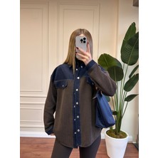 Alyalis Butik Triko Garnili Kot Gömlek - Laci/kahve