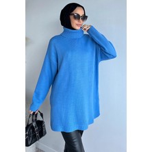 Julude Gülseli Balıkçı Yaka Yırtmaçlı Tesettür Triko Tunik P-00019890