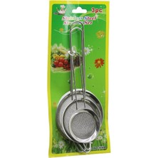 Timion 3pcs Set  Mini= 5-7-8cm Tel Süzgeç Metal Çerçece Metal Sap=8.5-10.5-10.5cm (5148)