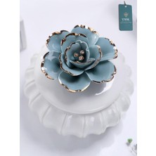 YNSK Luxury | Flowers | Kapaklı Çiçekli Dekoratif Seramik Saklama Kutusu / Takı Kutusu