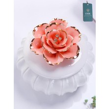 YNSK Luxury | Flowers | Kapaklı Çiçekli Dekoratif Seramik Saklama Kutusu / Takı Kutusu