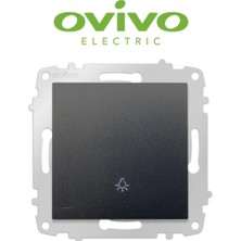 Eco Lounge Metalik Siyah Zil Butonu Light Çerçevesiz Grano - Priz ve Anahtar Için Uyumlu Çerçeve