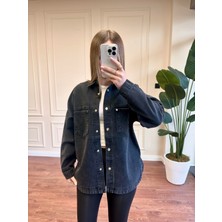 Alyalis Butik Rivet Detaylı Kot Gömlek - Siyah