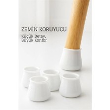 Belle Fusion Bfs Silikonlu Sandalye Ayak Koruyucu – Sessiz ve Çiziksiz Kullanım, 4’lü Set Beyaz