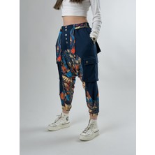 Cocopelli Garni Tasarım Kadın Lacivert Müzik Desenli Spor Şalvar COC2622