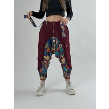 Cocopelli Garni Tasarım Kadın Bordo Müzik Desenli Spor Şalvar COC2621