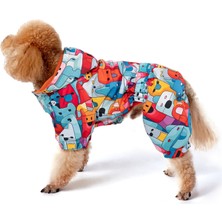 FOURAMOUR İçi Polarlı Su Geçirmez Köpek Tulumu “Colorful Robodogs”