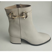 Lucciola Kadın Hakiki Deri Bej Floter Topuklu Bot