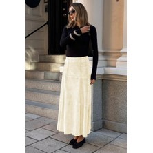 Madmext Taş Rengi Süet Uzun Etek MG2549