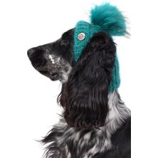 FOURAMOUR El Örgüsü Çam Yeşili Ponponlu Köpek Şapkası