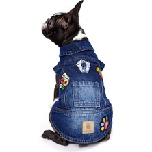 FOURAMOUR Koyu Yıkama Denim Köpek Yeleği “BadBoy”