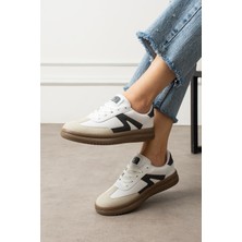 Eformoda Beyaz Gri Unisex Kadın Günlük Kullanıma Uygun Sneaker Yumuşak Tabanlı Spor Ayakkabı 501A