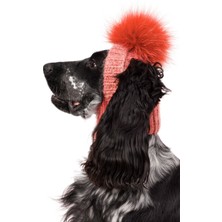 FOURAMOUR El Örgüsü Batik Mercan Ponponlu Köpek Şapkası