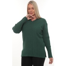 Kadın Uzun Kollu Triko Kazak Bluz Penye Anne Merdiven Yaka Kışlık Mevsimlik Dört Mevsim