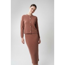 Ys Kadın Hırka Elbise Ikili Takım - Kiremit