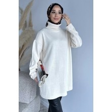 Julude Gülseli Balıkçı Yaka Yırtmaçlı Tesettür Triko Tunik P-00019890