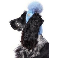 FOURAMOUR El Örgüsü Bebek Mavisi Ponponlu Köpek Şapkası