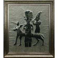 E38 El Işçiliği  Kurşun Figürin Kalıbı Aliminyum Kabartma Tablo 86*76 cm -6441