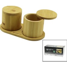 Timion 2pcs Ahşap Bambu Baharatlık YUVARLAK=8X8ALTLIK=9.5X19.5ÇEVIR Aç-Mıknatıslı Kapak (5148)