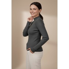 Ys Kadın Gri Balıkçı Yaka Bluz