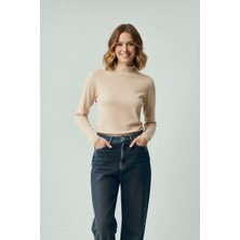 Wekame Kadın Yarım Balıkçı Yaka Yumuşak Triko Kazak